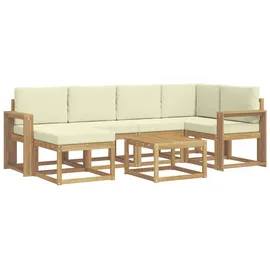 vidaXL Outdoor-Sofagarnitur 7-tlg. Weiß/Creme Massivholz Akazie