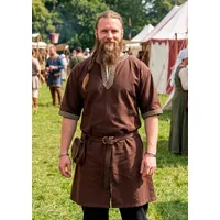 Vehi Mercatus Wikinger-Kostüm Klassische Wikinger Tunika braun "Arvid" mit Knotenmuster, kurzarm braun XXXL | XXXL
