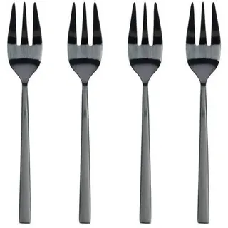 Bitz Kuchengabel, Dessertgabel aus Rostfreiem Edelstahl, Länge 14,4 cm, 4 Stck, Schwarz