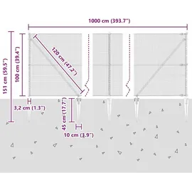 vidaXL Maschendrahtzaun 1 x 10 m Grau/Stahl