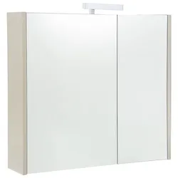 Spiegelschrank Akira mit LED-Beleuchtung, 2 Türen, Taupe Hochglanz, 800 x 700 x 155 mm