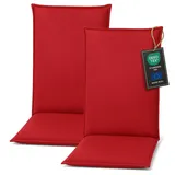 Pillows24 - Hochlehner Auflagen 2er Set - 120x50cm – 8cm Dick - Premium-Material 200gsm, UV- & Wasserabweisend | Sitzauflagen Hochlehner | Gartenstuhlauflagen für Gartenmöbel | Rot