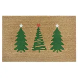 HANSE HOME Kokos Decorated Pine Trees, Türmatte", braun, B:75cm H:15mm L:45cm, Kokos, Teppiche, Fußmatte, Weihnachten, Schmutzfangmatte, Outdoor, Rutschfest, Innen, Kokosmatte