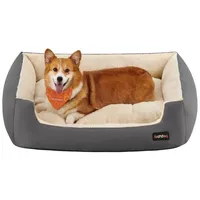 FEANDREA Tierbett, L/XL Hundebett, Hundekorb mit Wendekissen grau 65 cm x 85 cm