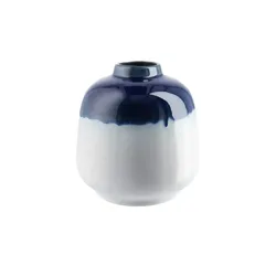 Vase   , blau , Steingut , Maße (cm): H: 15  Ø: 14.5