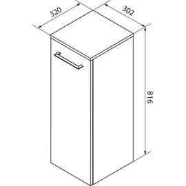 Fackelmann Midischrank 30,2 x 81 x 32 cm Braun/Schwarz