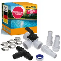 amapool Skeadex Bypass Set Pool Zubehör,12er 3 Wege Ventil Pool mit T-Verteiler Schlauchtüllen Schlauchschellen Teflonband für Poolheizung Sandfilteranlage,Anschlussset Pool für Poolschlauch 32 & 38mm (B)