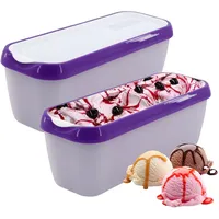 UNISOPH 2Psc Eisbehälter für Speiseeis,Gefrierdosen 1,5 Liter, Wiederverwendbare Eis Behälter Mit Silikon Deckel, Eisbehälter für Selbstgemachtes Eis,Eisbehälter Für Eiscreme, Joghur