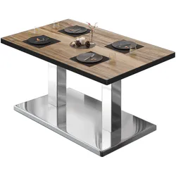BM | Bistro Loungetisch | B:T:H 120 x 70 x 41 cm | Sheesham / Edelstahl