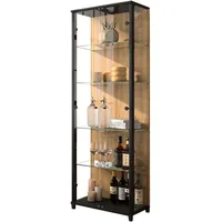 Fif Möbel Vitrine OPTIMA Standvitrine, Vitrinenschrank, Glasvitrine, Sammlervitrine schwarz