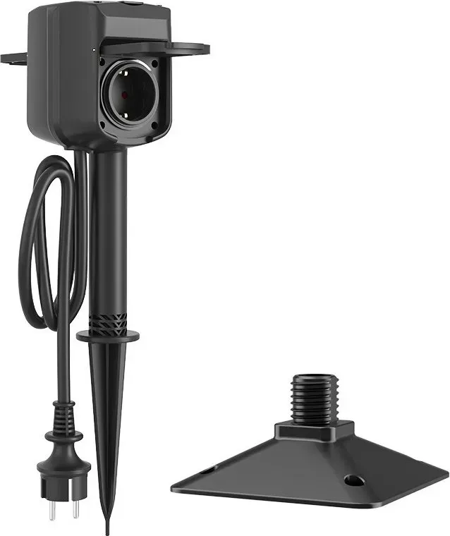 Woox Gartensteckdose WiFi 2-fach Außensteckdose mit Erdspieß IP44 wasserdicht 3680 W, kompatibel mit Alexa-Sprachsteuerung, 1,4 m Kabel, 230 V, nur für den Außenbereich, 2,4 GHz WiFi