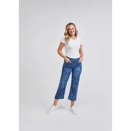 wonderjeans 7/8-Jeans WONDERJEANS, Damen, Gr. 38, Länge 26, blau denim leo, Denim/Jeans, Obermaterial: 98% Baumwolle, 2% Elasthan, gemustert, straight fit 7/8-Länge, Jeans, Figurschmeichelnder WonderStretch