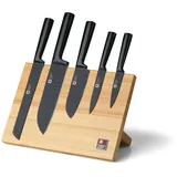 Richardson Sheffield Messerblock NOX, magnetisch, inkl. 5-teiliges Messerset, Spickmesser, Santokumesser (1 x kurz, 1 x lang), Allzweckmesser, Brotmesser, Magnet Messerblock, Messerhalter Messermagnet