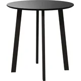 Esstisch für 2 Personen, weiße Tischplatte, Metallbeine mit Fußkappen, Ø72 x 75H cm, Schwarz