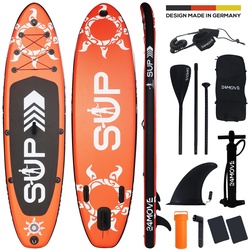 24MOVE® Standup Paddle SUP Board Set ROT 320, inkl. umfangreichem Zubehör, Paddel und Doppelhubpumpe