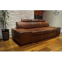 3 Sitzer Echtleder Sofa 100% Leder mit Kontrastnähte Couch mit Schlaffunktion