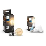 Philips Hue White E27 Filament A60 550lm, warmweißes Licht & White E27 Lampe,806lm, dimmbar, warmweißes Licht, steuerbar via App, kompatibel mit Amazon Alexa (Echo, Echo Dot)