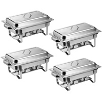 ZORRO - 4X Chafing Dish Speisewärmer Profi Set 30-Teilig in Gastro Qualität Warmhaltebehälter Edelstahl Buffet-Set