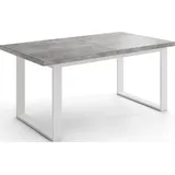 WFL GROUP Rechteckiger Loft Esstisch Für Wohnzimmer - Loft Stil Industriell Esstisch Mit Weißen Metallfüßen - Ausziehbarer Esstisch von 140 cm bis 180 cm - EU - Grauer Beton