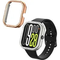 kwmobile 2X Kunststoff Hülle kompatibel mit Xiaomi Redmi Watch 4/5 eSIM Schutzhülle Schutzrahmen - Glitzer Schutz Zubehör in Silber Rosegold