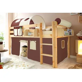 TICAA Hochbett Malte 90 x 200 cm Kiefer massiv natur