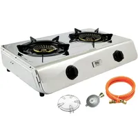 fontron ltd. NJ-60SD Edelstahl Camping Gaskocher 2 flammig 7,7KW mit Zündsicherung