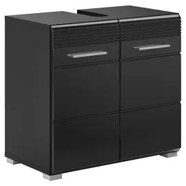xonox.home Waschbeckenunterschrank Linus 60 x 56 x 34 cm Schwarz Hochglanz