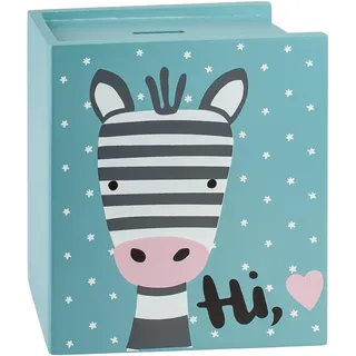 alles-meine.de GmbH Spardose - Verschiedene Motive frei wählbar - Zebra - aus Holz - 18 cm - stabile Sparbüchse mit Verschluss/Buch Sparschwein - für Kinder & Erwachsene/Lust..