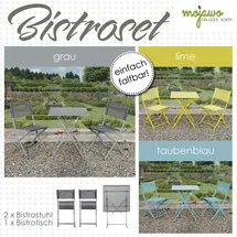 Mojawo 3tlg Bistroset Gartenmöbelset Outdoormöbel Balkon klappbar Farbauswahl - Grün