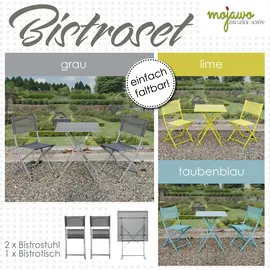 Mojawo 3tlg Bistroset Gartenmöbelset Outdoormöbel Balkon klappbar Farbauswahl - Grün