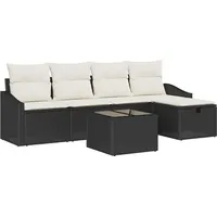 VidaXL Garten-Sofa-Set mit Kissen Schwarz Poly Rattan
