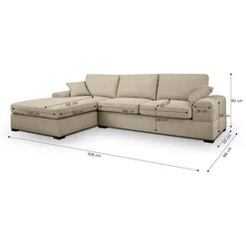 xonox Eckcouch Strukturstoff L-Form 3-Sitzer Beige