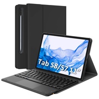 Earto Samsung Galaxy Tab S8 Hülle mit Tastatur, Smart Touchpad, Tab S8 Hülle mit S-Pen-Halter, Magnetische Tastatur für Galaxy Tab S8/S7 11 Zoll 2022/2020, Galaxy Tab SM-X700/X706/T870/T875, Schwarz