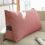 Treer Rückenkissen Lesekissen Keilkissen für Bett Sofa, Großes Lendenkissen Rückenlehne Dreieckigen abnehmbarem Sofa (70x35x20cm,Rosa)