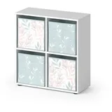 Vicco Raumteiler Tetra, Weiß Faltbox Wohnzimmer Regal 73x72 cm mit 4 Faltboxen opt.1,