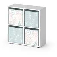 Vicco Raumteiler Tetra Weiß Faltbox Wohnzimmer Regal 73x72 cm mit 4 Faltboxen opt.1,