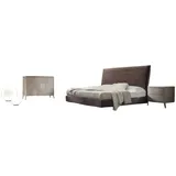 JVmoebel Schlafzimmer-Set, Designer Bett 2x Nachttische Kommode 4tlg. Set Schlafzimmer braun