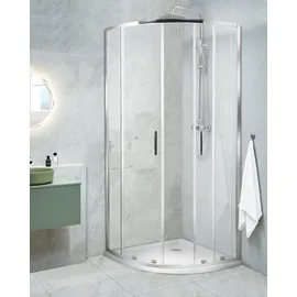 Beliani JUKATAN Duschkabine mit Schiebetür 80 x 185 cm Silber Sicherheitsglas