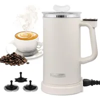 APTMAPT Milchaufschäumer Elektrisch 500W 4 in 1 Milchaufschäumer Automatisch 350 ml Heiße und kalte Milchaufschäumer für Kaffee Latte Cappuccino (Creme)