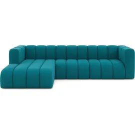 kaiser möbel Ecksofa L-Form GRAND 318 cm, stoff Salvador, Azurblau, Links - Blau