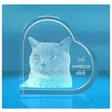VIP-LASER I 3D Glasfoto I Kristall Herz L I Gravur Wunschfoto mit Wunschtext - Personen/Tiere in 3D: 1 Person
