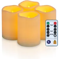 Homemory Wasserdichte Outdoor LED Kerzen mit Fernbedienung und Timer – Flammenlose Batteriekerzen für Garten, Terrasse, Hochzeit,4er-Set (7,5x10.16cm)