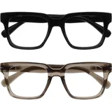 OPULIZE ERA Blaulichtfilter Lesebrille für Damen Herren - Entspiegelt & blendfrei - 2er-Pack UV400-Schutz - Großer rechteckiger Rahmen - Computerbrillen Gaming - Schwarz Grau - +1,00