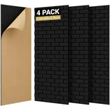 TONOR Ziegeltyp Akustikpaneele selbstklebend, 4 St.120x60x0,9cm Schalldämmung Schallschutzplatten, Wandpaneele selbstklebend für Akustische Behandlung und Wanddekoration in Wohnzimmer, room, Schwarz