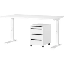 Germania Büromöbel-Set GERMANIA "Mailand", weiß, B:140cm, Holzwerkstoff, Metall, Arbeitsmöbel-Sets, Büromöbel-Set, inkl. Schreibtisch und Rollcontainer