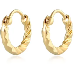 Elli Paar Creolen »Ohrringe Mini Creolen Strukturiert Basic 925 Silber« Elli Gold 12