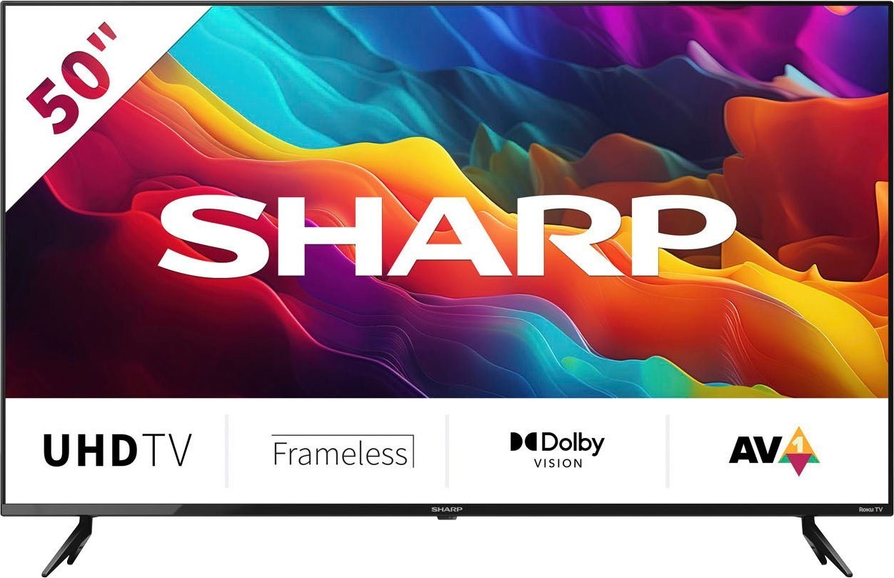 Sharp 50FJ2E LED-Fernseher (126 cm/50 Zoll, 4K Ultra HD, Smart-TV, Roku TV nur in Deutschland verfügbar, Rahmenlos, HDR10, Dolby Digital) schwarz