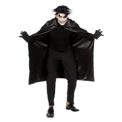 Metamorph Kostüm Schwarzes Vampircape für Erwachsene, Glänzender Umhang für Dracula und andere Blutsauger schwarz
