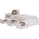 Ticaa Bettgestell Stauraumbett Seniorenbett „Loni“, Funktionsbett weiß