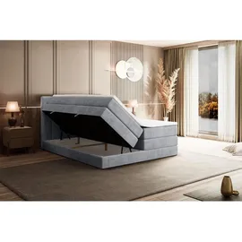 altdecor Boxspringbett mit Matratze Topper, Polsterbett mit Bettkasten OTTA KING - 160x200 - Grau Monolith